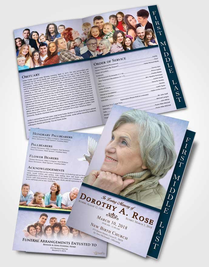 2 Page Graduated Step Fold Funeral Program Template Brochure Devoted Tolerance