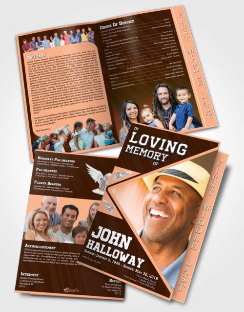 2 Page Graduated Step Fold Funeral Program Template Brochure Devoted Vigor