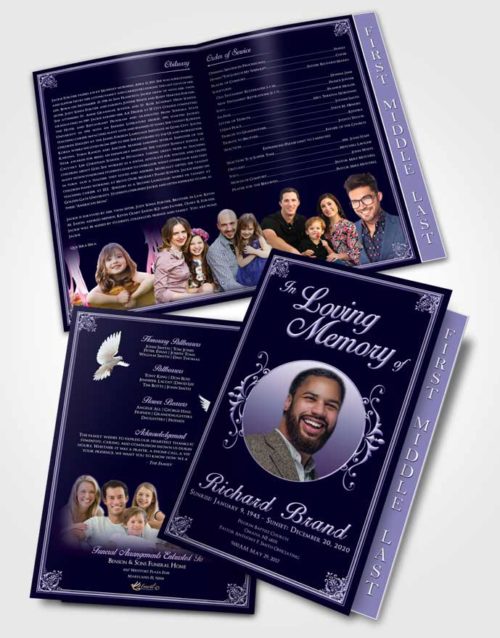2 Page Graduated Step Fold Funeral Program Template Brochure Diamond Class Dark
