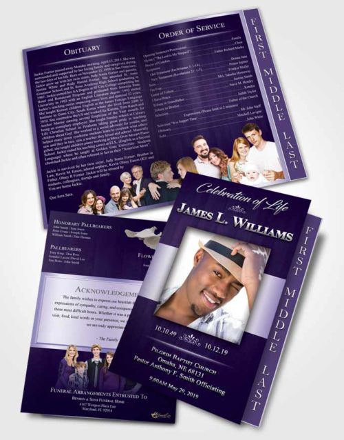 2 Page Graduated Step Fold Funeral Program Template Brochure Diamond Force