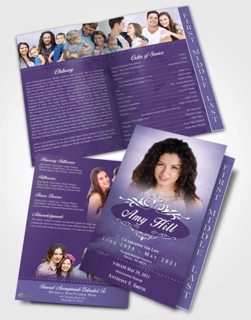 2 Page Graduated Step Fold Funeral Program Template Brochure Diamond Sympathy