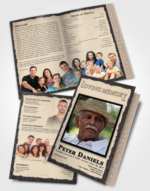 2 Page Graduated Step Fold Funeral Program Template Brochure Elegant Outback