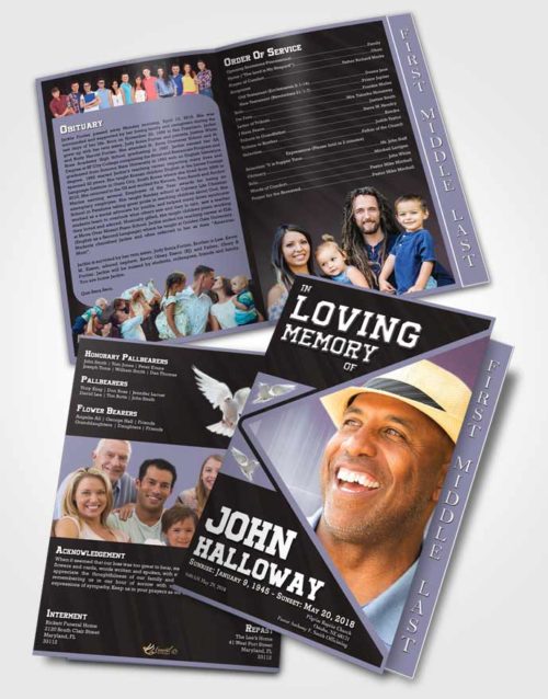 2 Page Graduated Step Fold Funeral Program Template Brochure Evening Vigor