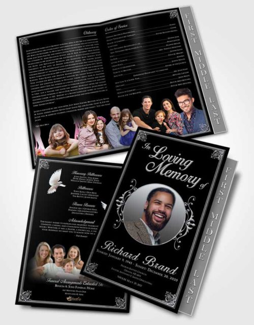 2 Page Graduated Step Fold Funeral Program Template Brochure Freedom Class Dark