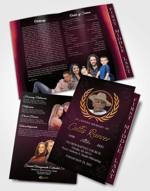 2 Page Graduated Step Fold Funeral Program Template Brochure Gentle Desire