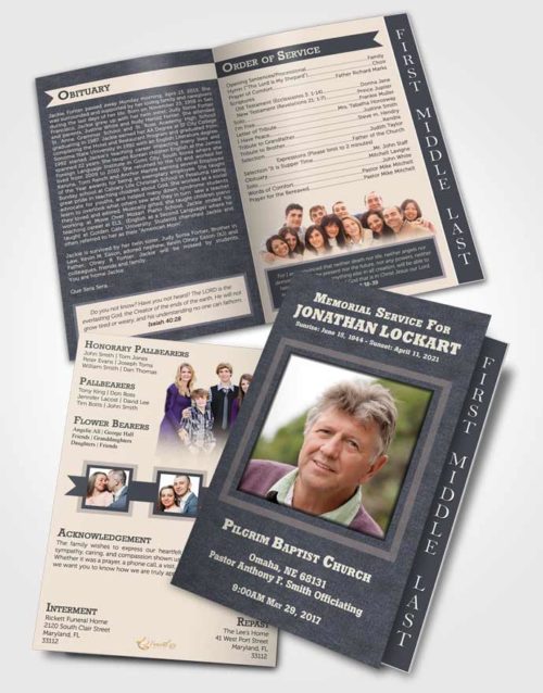 2 Page Graduated Step Fold Funeral Program Template Brochure Gentle Intensity