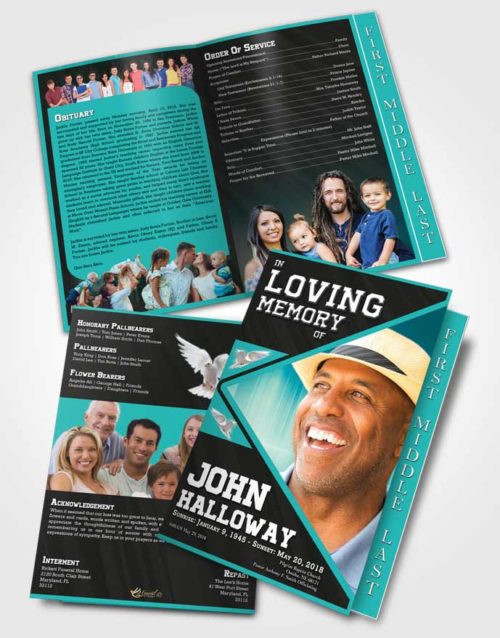 2 Page Graduated Step Fold Funeral Program Template Brochure Gentle Vigor