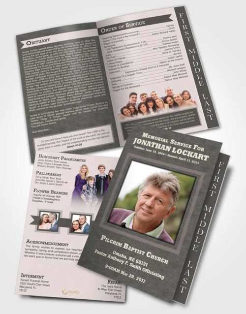 2 Page Graduated Step Fold Funeral Program Template Brochure Graceful Intensity