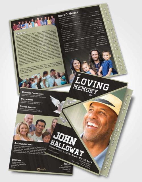 2 Page Graduated Step Fold Funeral Program Template Brochure Graceful Vigor