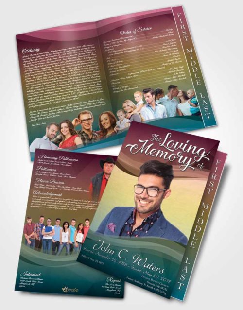 2 Page Graduated Step Fold Funeral Program Template Brochure Harmonious Fortitude