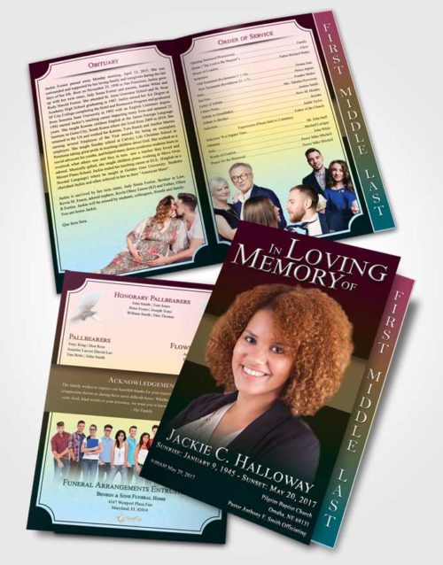2 Page Graduated Step Fold Funeral Program Template Brochure Harmonious Nobility