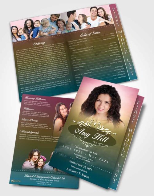 2 Page Graduated Step Fold Funeral Program Template Brochure Harmonious Sympathy