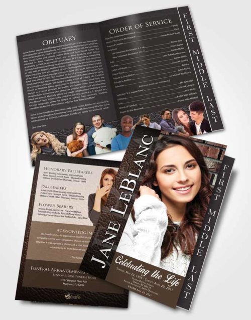 2 Page Graduated Step Fold Funeral Program Template Brochure Lustful Passion
