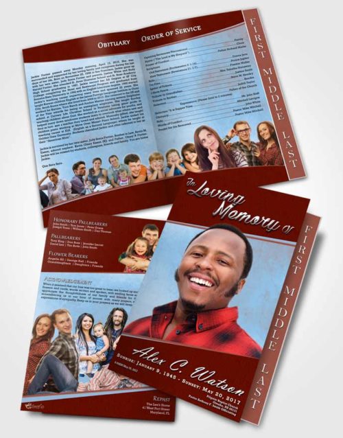 2 Page Graduated Step Fold Funeral Program Template Brochure Lustrous Vitality