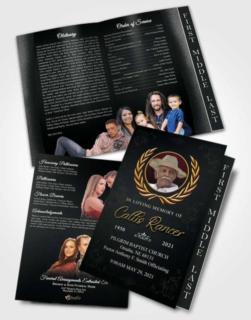 2 Page Graduated Step Fold Funeral Program Template Brochure Majestic Desire