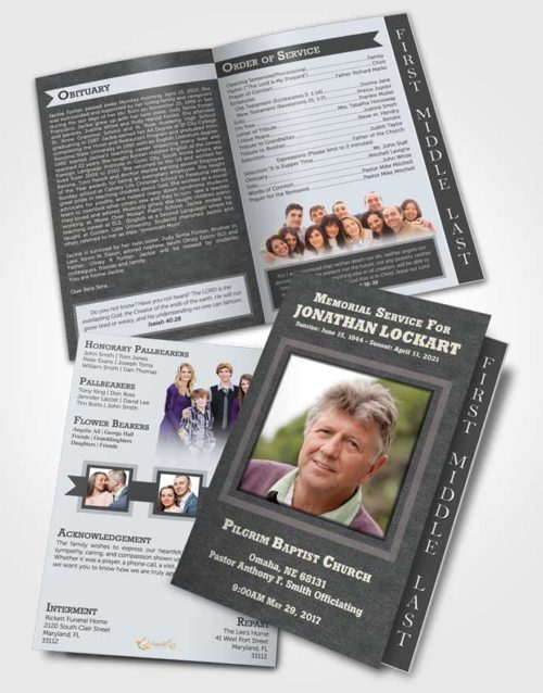 2 Page Graduated Step Fold Funeral Program Template Brochure Majestic Intensity