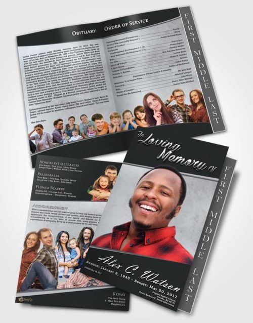2 Page Graduated Step Fold Funeral Program Template Brochure Majestic Vitality
