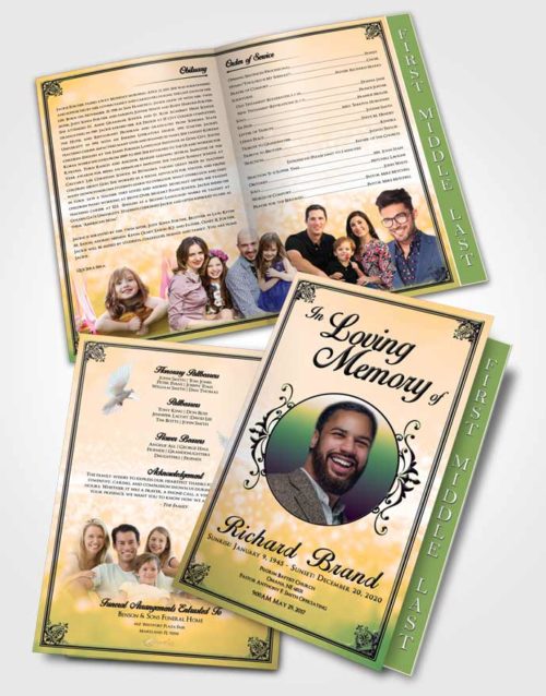 2 Page Graduated Step Fold Funeral Program Template Brochure Mellow Class Light