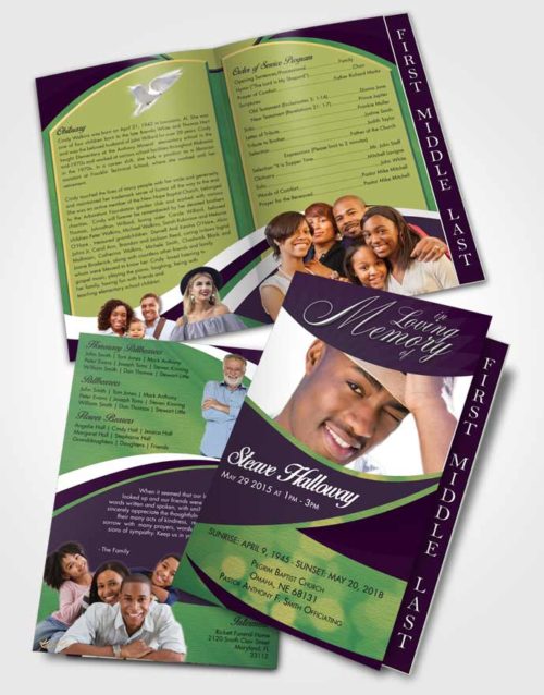 2 Page Graduated Step Fold Funeral Program Template Brochure Mellow Diligence