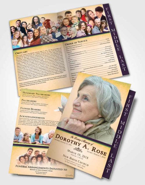 2 Page Graduated Step Fold Funeral Program Template Brochure Mellow Tolerance