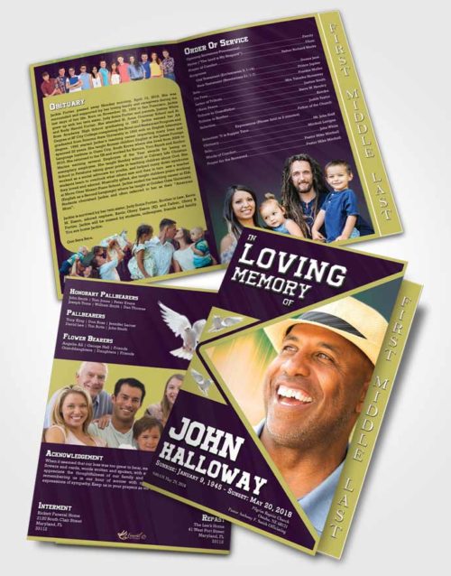 2 Page Graduated Step Fold Funeral Program Template Brochure Mellow Vigor