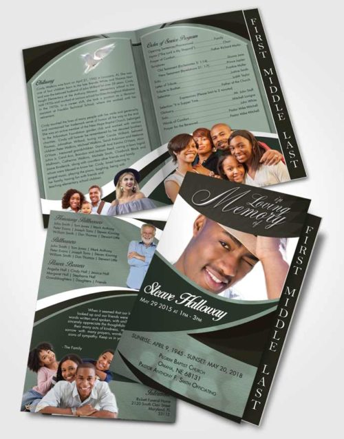 2 Page Graduated Step Fold Funeral Program Template Brochure Morning Diligence