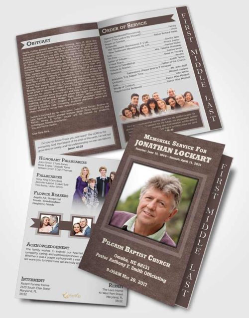 2 Page Graduated Step Fold Funeral Program Template Brochure Morning Intensity