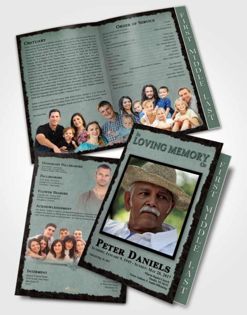 2 Page Graduated Step Fold Funeral Program Template Brochure Morning Outback
