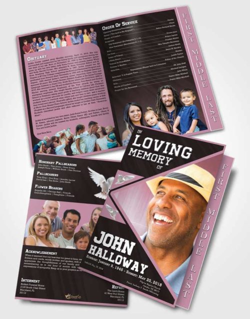 2 Page Graduated Step Fold Funeral Program Template Brochure Morning Vigor