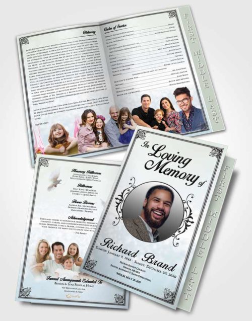 2 Page Graduated Step Fold Funeral Program Template Brochure Mystical Class Light