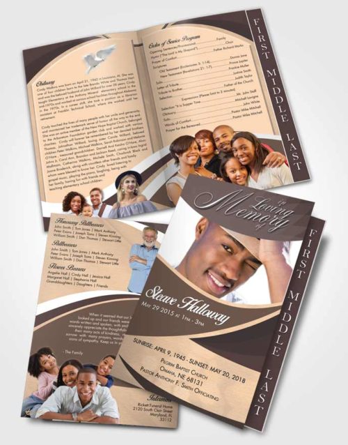 2 Page Graduated Step Fold Funeral Program Template Brochure Mystical Diligence