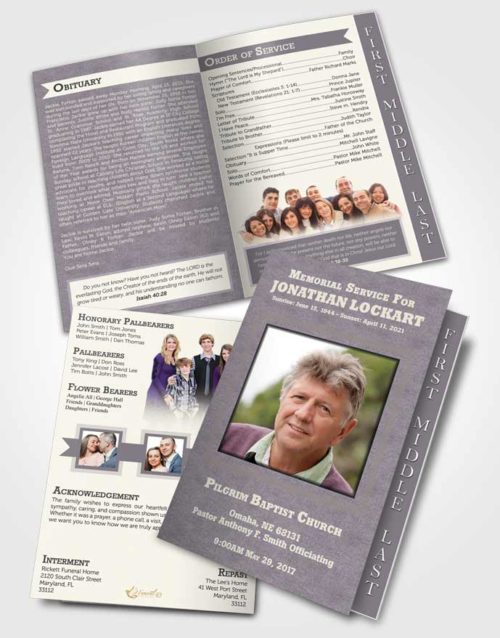 2 Page Graduated Step Fold Funeral Program Template Brochure Mystical Intensity