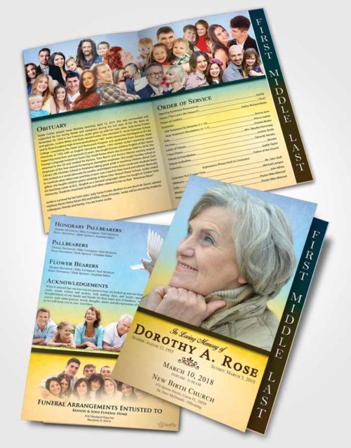 2 Page Graduated Step Fold Funeral Program Template Brochure Mystical Tolerance