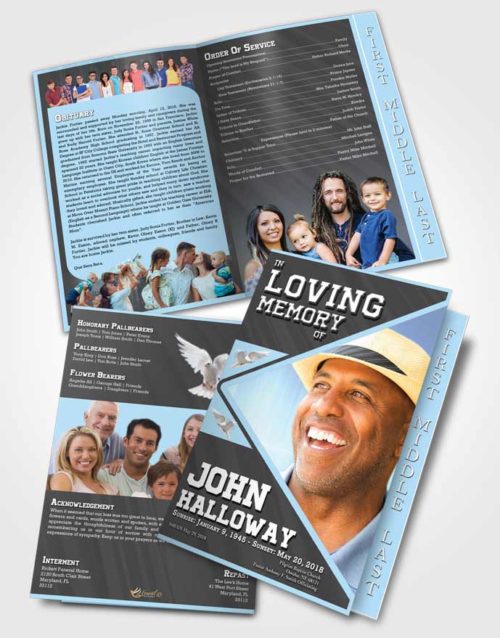 2 Page Graduated Step Fold Funeral Program Template Brochure Mystical Vigor