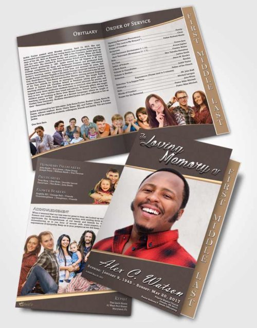 2 Page Graduated Step Fold Funeral Program Template Brochure Mystical Vitality