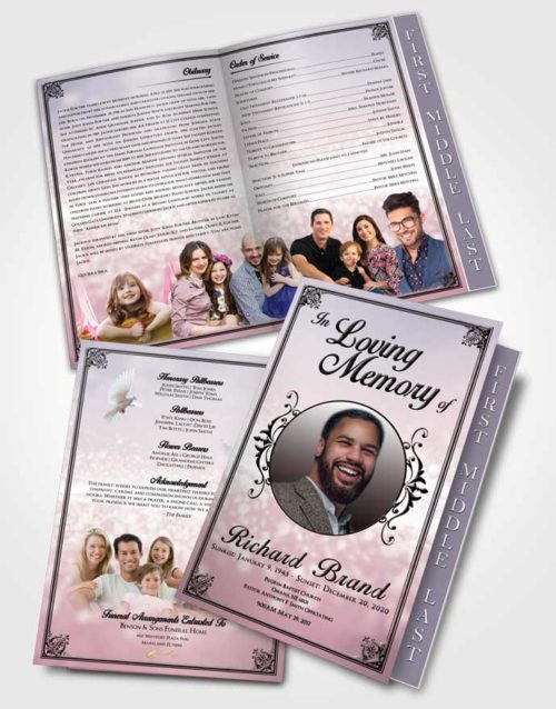 2 Page Graduated Step Fold Funeral Program Template Brochure Ocean Class Light