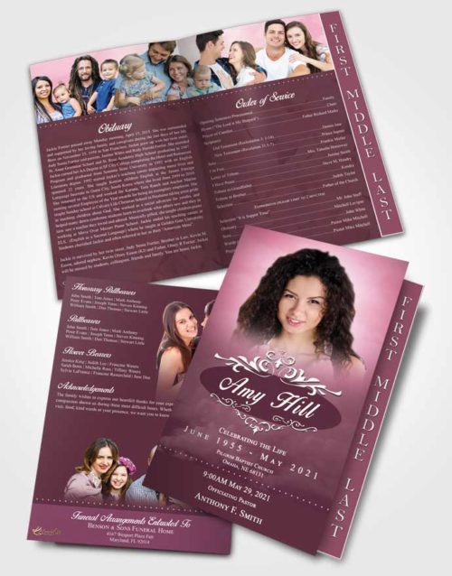 2 Page Graduated Step Fold Funeral Program Template Brochure Ocean Sympathy
