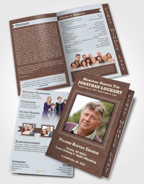 2 Page Graduated Step Fold Funeral Program Template Brochure Passionate Intensity