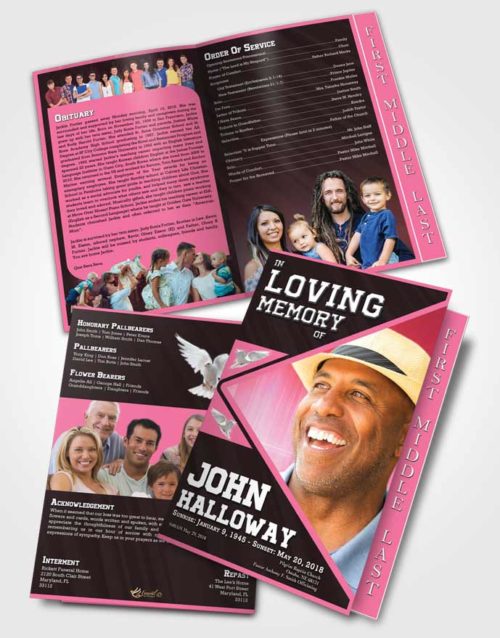 2 Page Graduated Step Fold Funeral Program Template Brochure Passionate Vigor