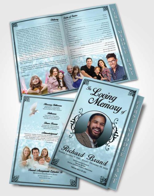 2 Page Graduated Step Fold Funeral Program Template Brochure Peaceful Class Light