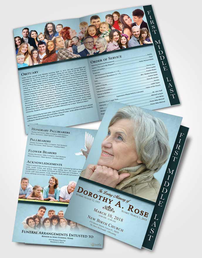 2 Page Graduated Step Fold Funeral Program Template Brochure Peaceful Tolerance