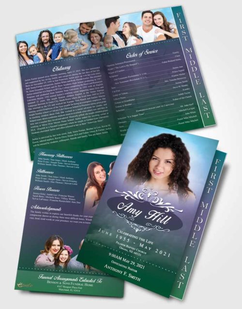 2 Page Graduated Step Fold Funeral Program Template Brochure Placid Sympathy