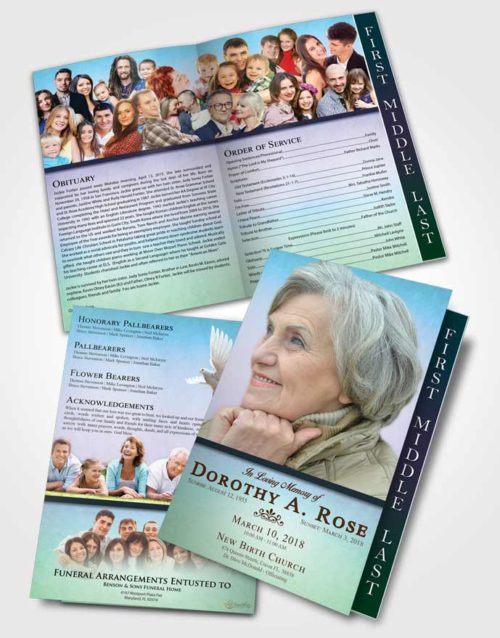 2 Page Graduated Step Fold Funeral Program Template Brochure Placid Tolerance