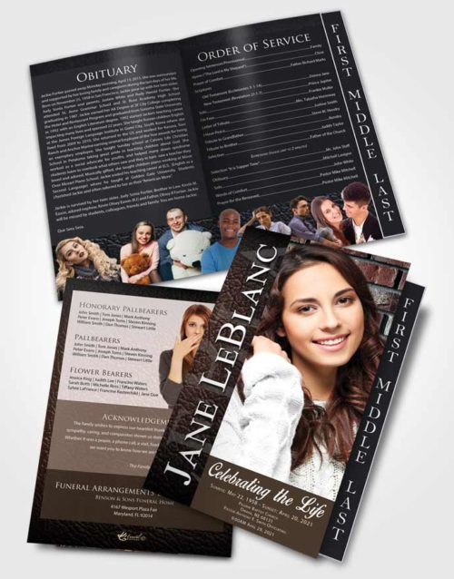 2 Page Graduated Step Fold Funeral Program Template Brochure Premium Passion