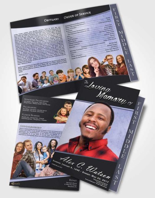 2 Page Graduated Step Fold Funeral Program Template Brochure Premium Vitality