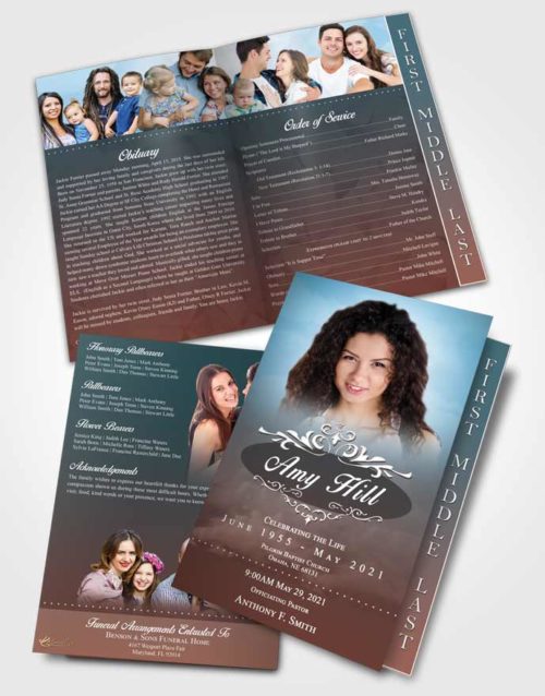 2 Page Graduated Step Fold Funeral Program Template Brochure Quiet Sympathy