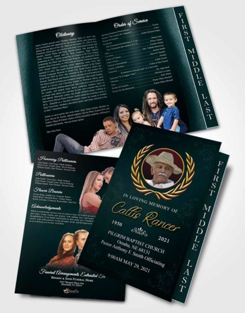 2 Page Graduated Step Fold Funeral Program Template Brochure Restful Desire