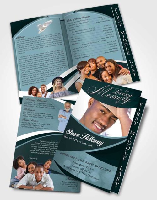 2 Page Graduated Step Fold Funeral Program Template Brochure Restful Diligence