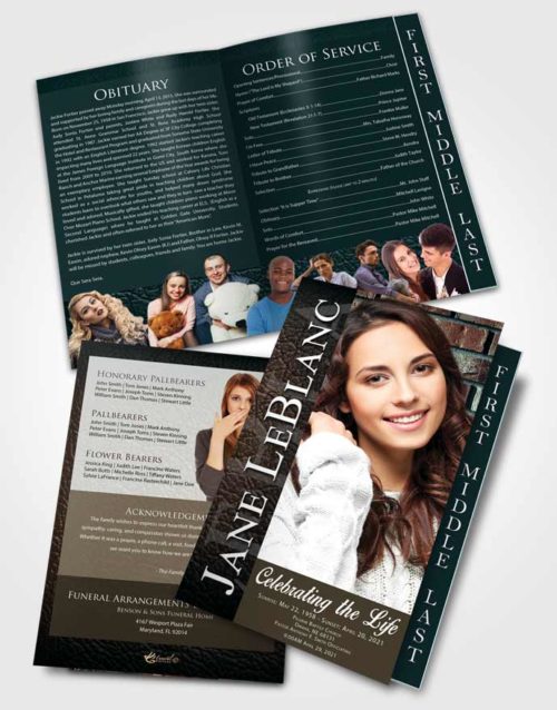 2 Page Graduated Step Fold Funeral Program Template Brochure Restful Passion