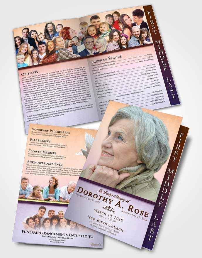 2 Page Graduated Step Fold Funeral Program Template Brochure Restful Tolerance